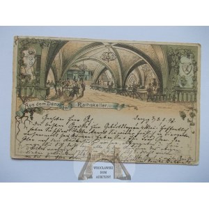 Gdańsk, Danzig, Rrestauracja Ratskeller, Vorlaufer, wyd. Zeuner ok. 1890, obieg 1897