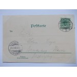 Gdańsk, Danzig, panorama, pieczęć, litografia 1899