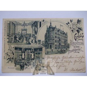 Gdańsk, Danzig, hotel Continental, 3 widoki 1901