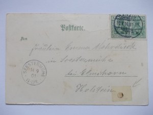 Gdansk, Danzig, lithograph, Long Market, Coat of arms 1901