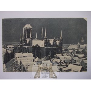 Gdańsk, Danzig, panorama, kościół Mariacki, zimowa 1911