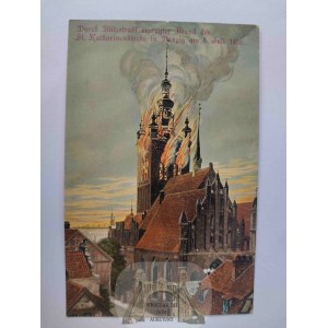 Gdańsk, Danzig, kościół Św. Katarzyny, pożar 1905