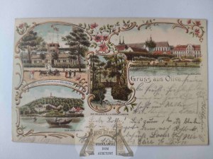 Danzig, Danzig, Oliwa, lithograph, 4 views, Schweizerhaus hotel 1900
