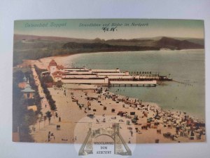 Sopot, Zoppot, beach, bathing area, panorama ca. 1910