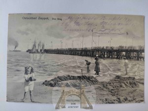 Sopot, Zoppot, pier, beach, collage, children1915