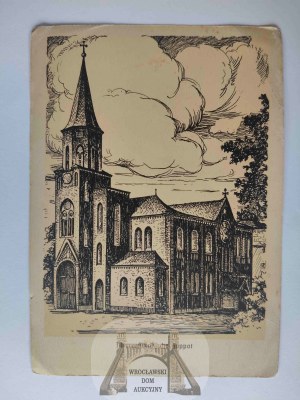 Sopot, Zoppot, church, graphic circa 1925