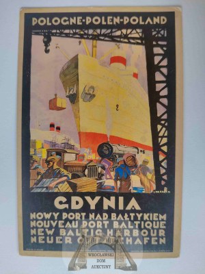 Gdynia, port advertisement, art deco, Stefan Norblin ca. 1935