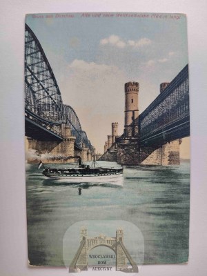 Tczew, Dirschau, bridges, steamboat ca. 1910