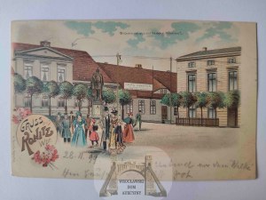 Chojnice, Konitz, Wilhelmplatz, lithograph 1899