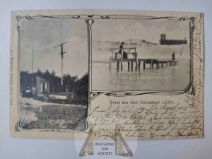 Leba, Leba, pier, radio masts 1905