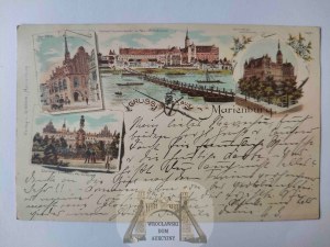 Malbork, Marienburg, lithograph, 4 views 1898