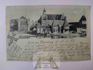Malbork, Marienburg, castle, coat of arms, moonshine 1898
