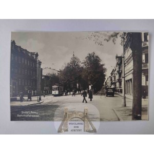 Słupsk, Stolp, Bahnhofstrasse, tramwaj ok. 1930