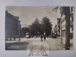 Slupsk, Stolp, Bahnhofstrasse, tramway circa 1930.