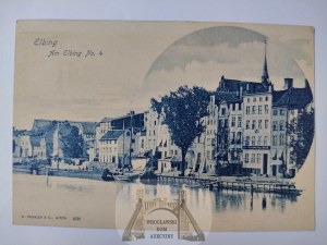 Elblag, Elbing, townhouses by the river, published by Trenkler ca. 1900.