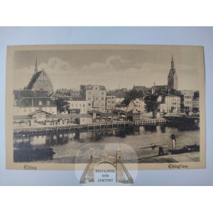 Elbląg, Elbing, panorama, rzeka ok. 1925