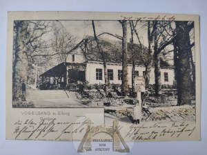 Bażantarnia near Elbląg, Elbing, restaurant, postcard decorated with glitter 1901