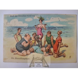 Krynica Morska, Kahlberg, życie na plaży, humorystyczna 1926
