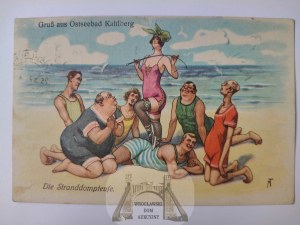 Krynica Morska, Kahlberg, life on the beach, humorous 1926