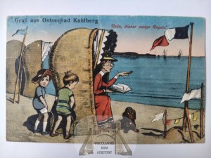Krynica Morska, Kahlberg, life on the beach, humorous, children 1926