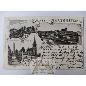 Bartoszyce, Bartenstein, litografia, 4 widoki 1897