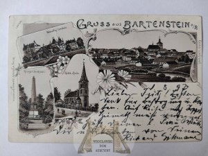 Bartoszyce, Bartenstein, lithograph, 4 views 1897