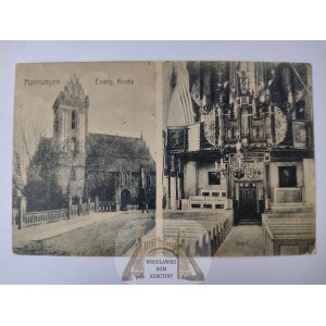 Morąg, Mohrungen, kościół ewangelicki, 2 widoki ok. 1920