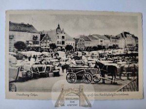 Olecko, Treuburg, Market Square, carts circa 1940.