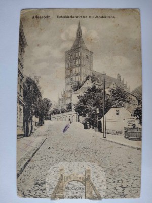 Olsztyn, Allenstein, church, street ca. 1915