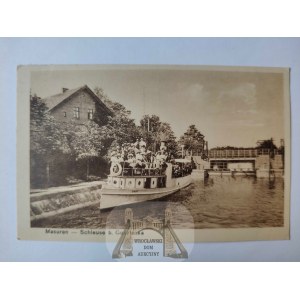 Ruciane Nida, Rudczanny, śluza Guzianka, parowiec Ernst ok. 1925