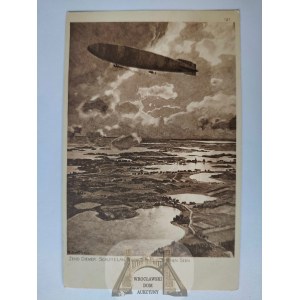 Jeziora mazurskie z lotu ptaka, sterowiec ok. 1915