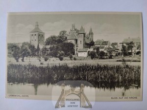 Miłomłyn near Ostróda, church, panorama 1935