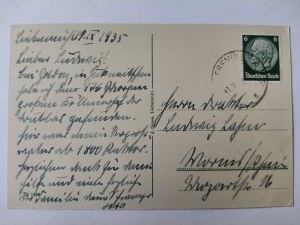 Miłomłyn near Ostróda, church, panorama 1935