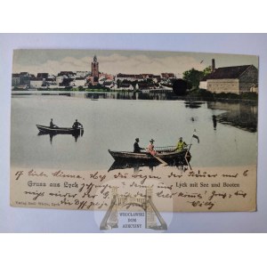 Ełk, Lyck, panorama, jezioro, łódki 1901