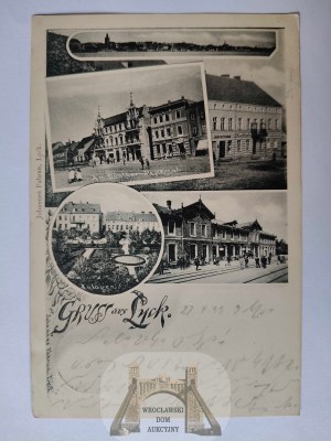 Elk, Lyck, 5 views, railway station, monument 1899
