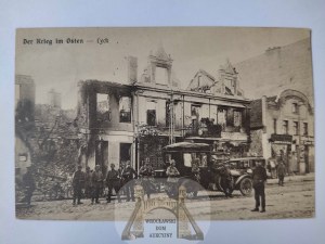 Elk, Lyck, destroyed houses, car 1915