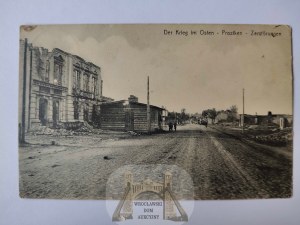 Prostki k. Ełk, Prostken, street, destruction 1917