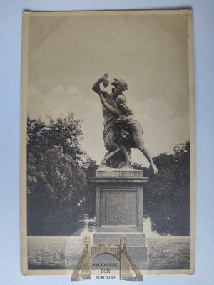 Warsaw, sculpture in front of Lazienki Palace, satyr, 1915