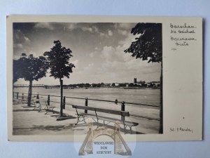 Warsaw, Vistula River, benches, Gazda publisher circa 1940.