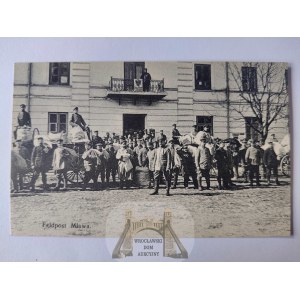 Mława, poczta, żołnierze, worki z listami ok. 1915