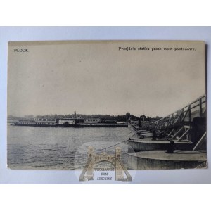 Płock, most pontonowy, statek ok. 1915