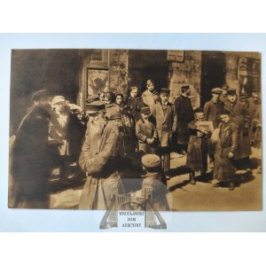 Łódź, ulica, tłum ludzi, żydzi, judaika ok. 1915