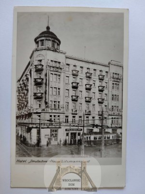 Lodz, Deutsches Haus hotel, tramway, 1943