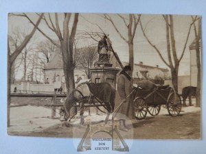Wieluń, statue of St. John, cart, church ca. 1925