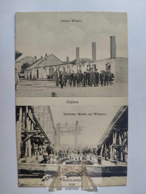 Debica, bridge construction, burned houses ca. 1915