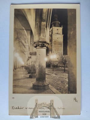Krakow, arcades at night, Gazda publisher circa 1939.