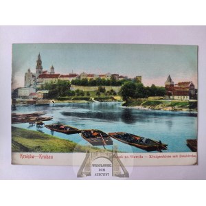Kraków, Zamek Wawel, Wisła, barki 1907
