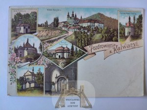 Kalwaria Zebrzydowska, lithograph, 7 views ca. 1905