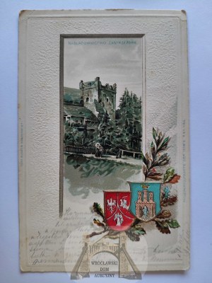 Nowy Sącz, castle, coats of arms, chase, embossed, gilded ca. 1900.