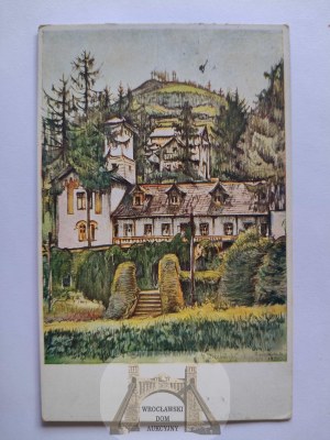 Szczawnica, view of Bryjarka mountain, painting, Trzebinski ca. 1925